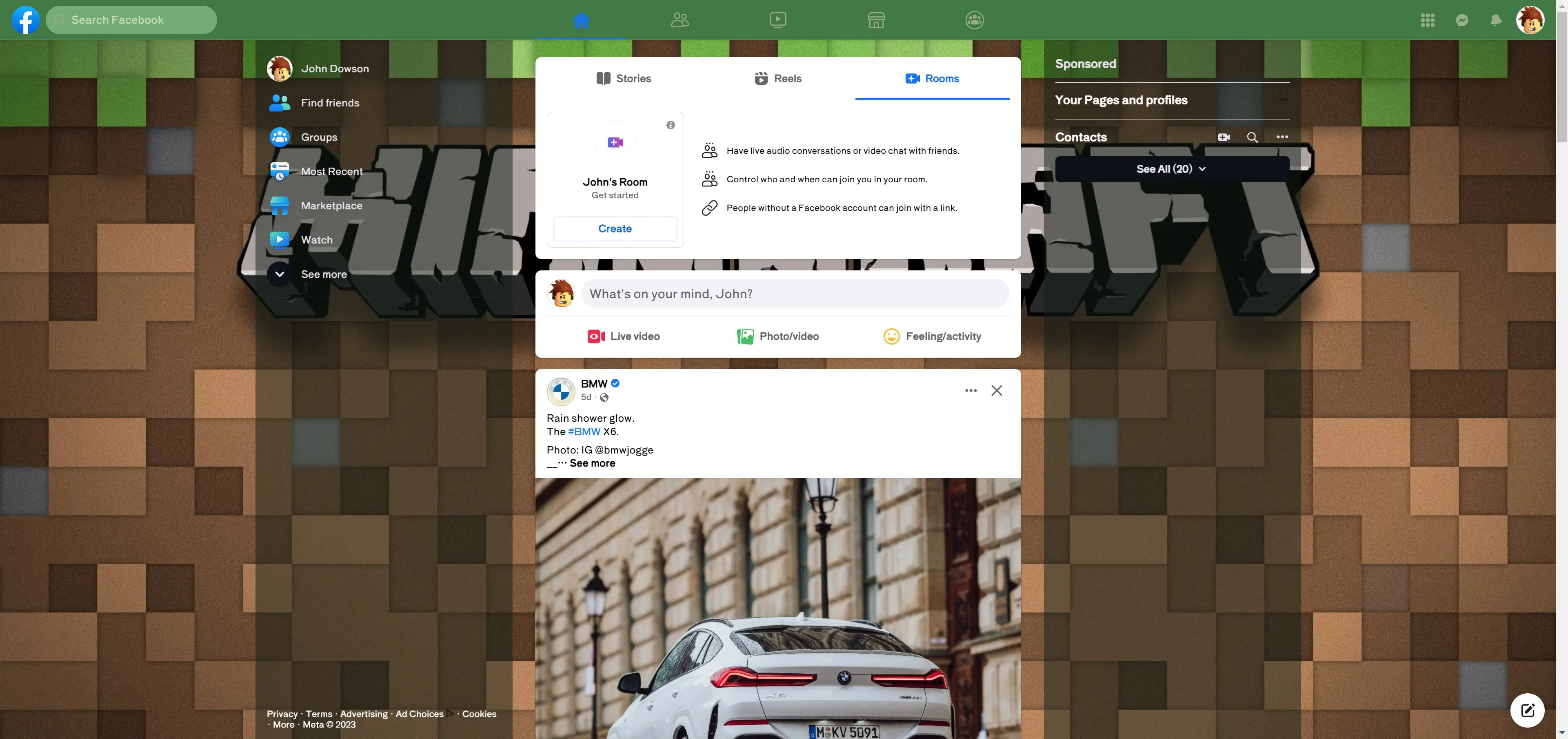Minecraft background screenshot of Games